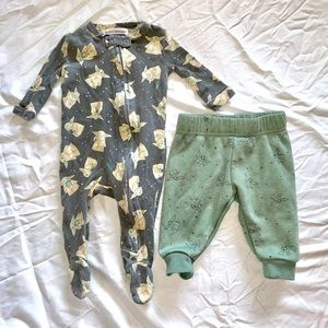 Baby Yoda Star Wars Bundle 0-3 Footie Sleeper Pants Pottery Barn